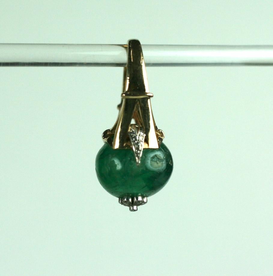 Striking Retro Emerald Bead and Diamond Ring For Sale 6