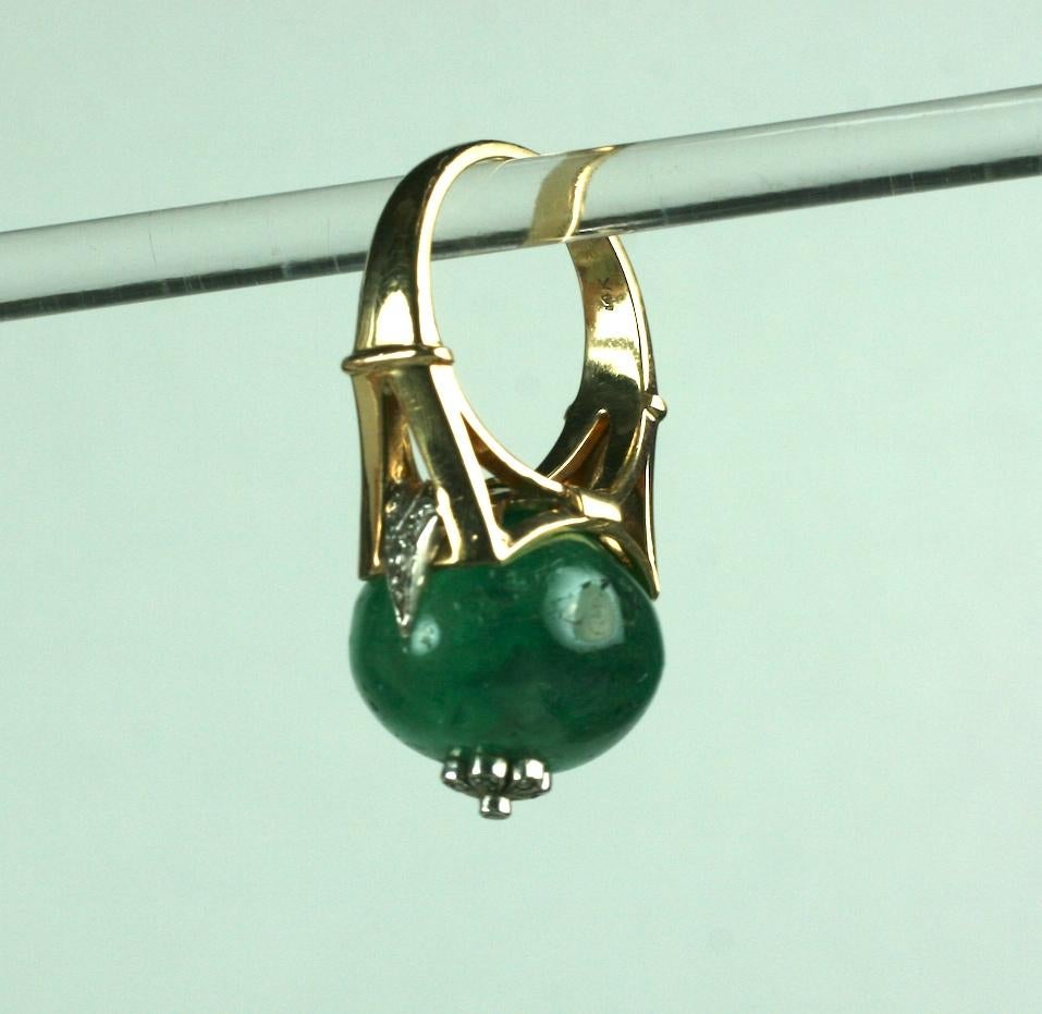 Striking Retro Emerald Bead and Diamond Ring For Sale 7