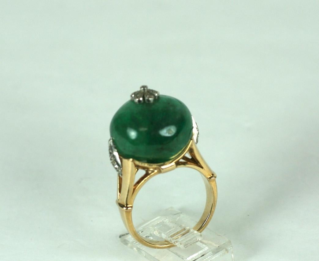 Striking Retro Emerald Bead and Diamond Ring For Sale 10