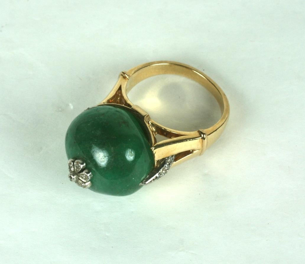 Striking Retro Emerald Bead and Diamond Ring For Sale 11