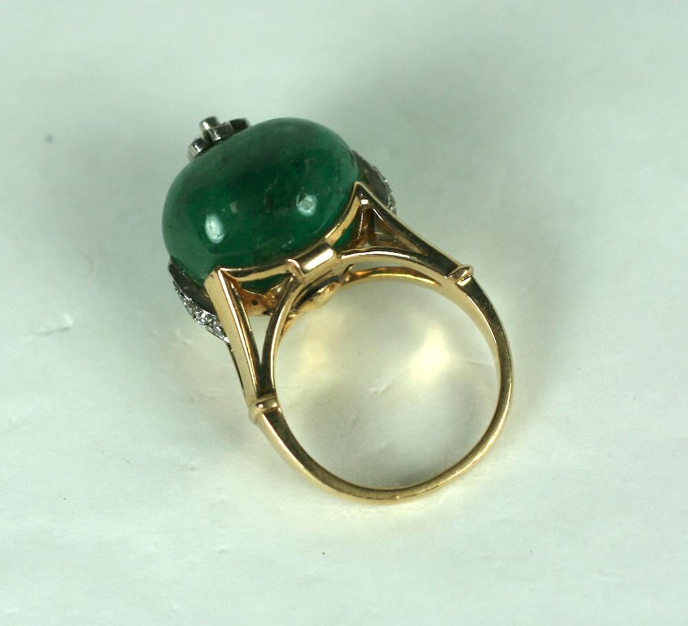 Striking Retro Emerald Bead and Diamond Ring For Sale 12