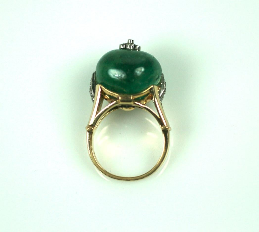 Striking Retro Emerald Bead and Diamond Ring For Sale 3