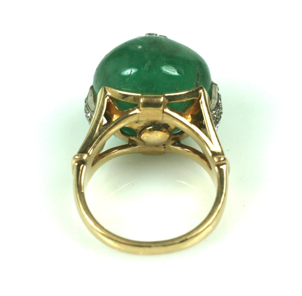 Striking Retro Emerald Bead and Diamond Ring For Sale 4