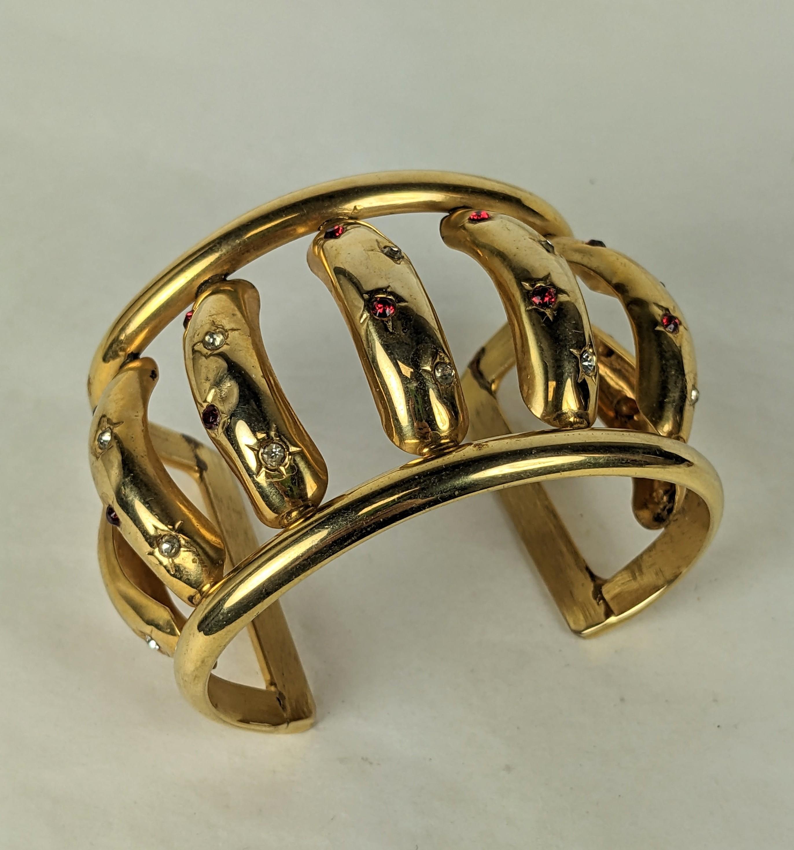 Striking Retro Ruby Paste Cuff In Good Condition For Sale In New York, NY