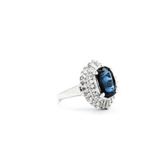 Striking Sapphire & Diamond Ring in Platinum