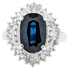 Striking Sapphire & Diamond Ring in Platinum