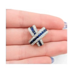 Striking Sapphire & Diamond Slide Pendant in 18k Gold