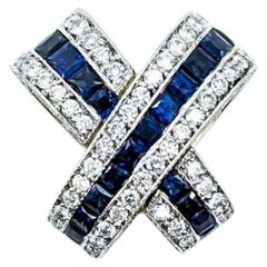 Striking Sapphire & Diamond Slide Pendant in 18k Gold