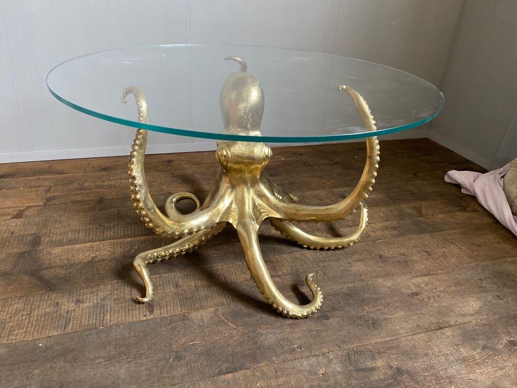 Auffälliger skulpturaler Octopus-Esstisch aus vergoldeter Bronze (Moderne) im Angebot