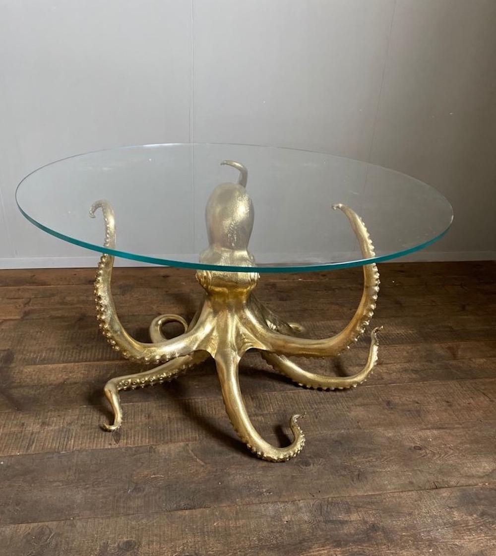 Striking Sculptural Octopus Gilt Bronze Center or Dining Table In Excellent Condition In Rome, IT