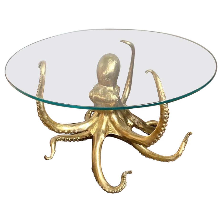 Stupefacente polipo scultoreo in bronzo dorato da centro tavola o da pranzo