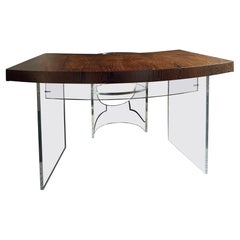 Striking Sculptural Wenge Wood Desk with Lucite Chair by Poul Nørreklit