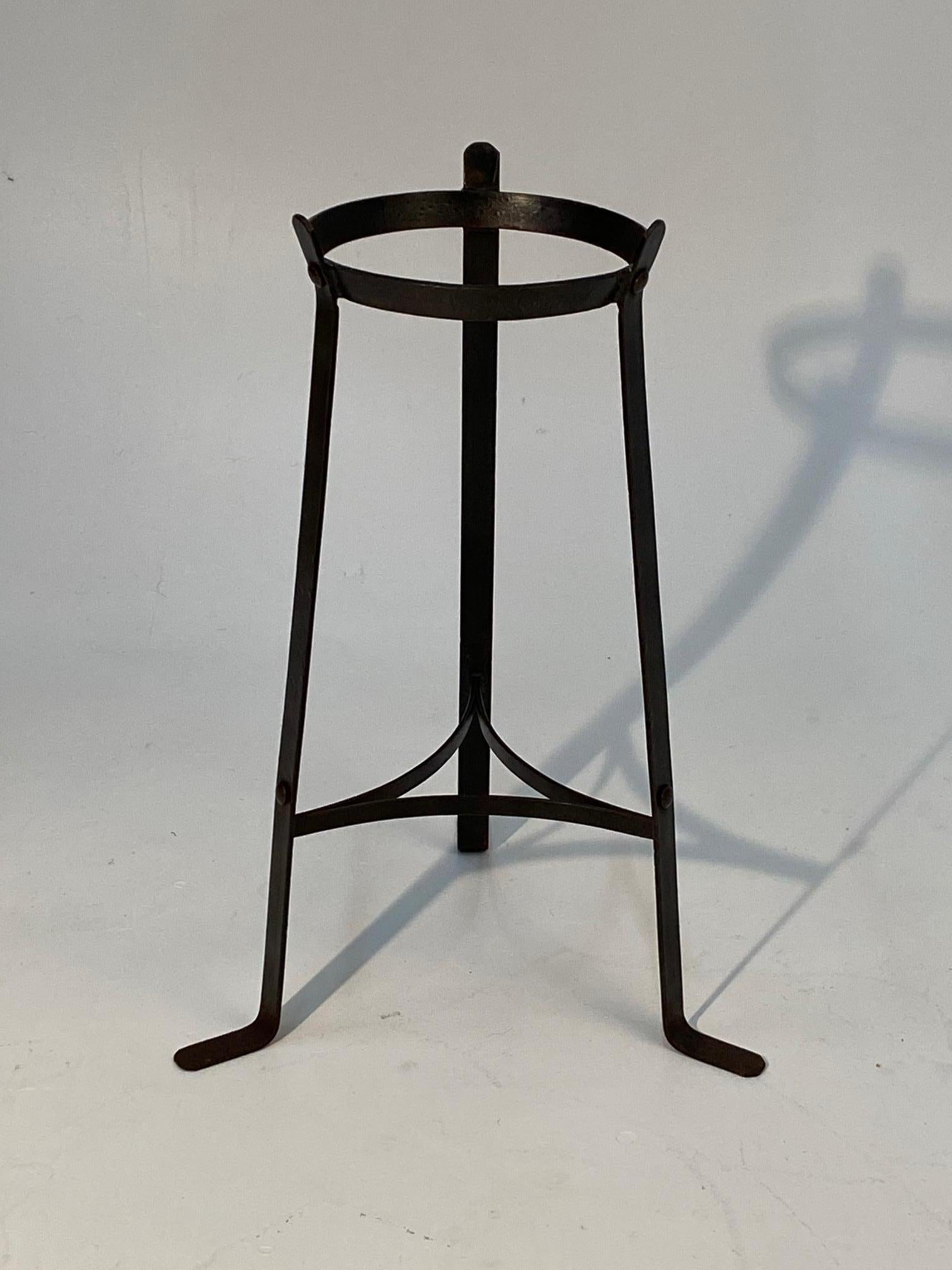 Late 20th Century Striking Sculptural Wrought Iron Grecian Urn on Stand For Sale