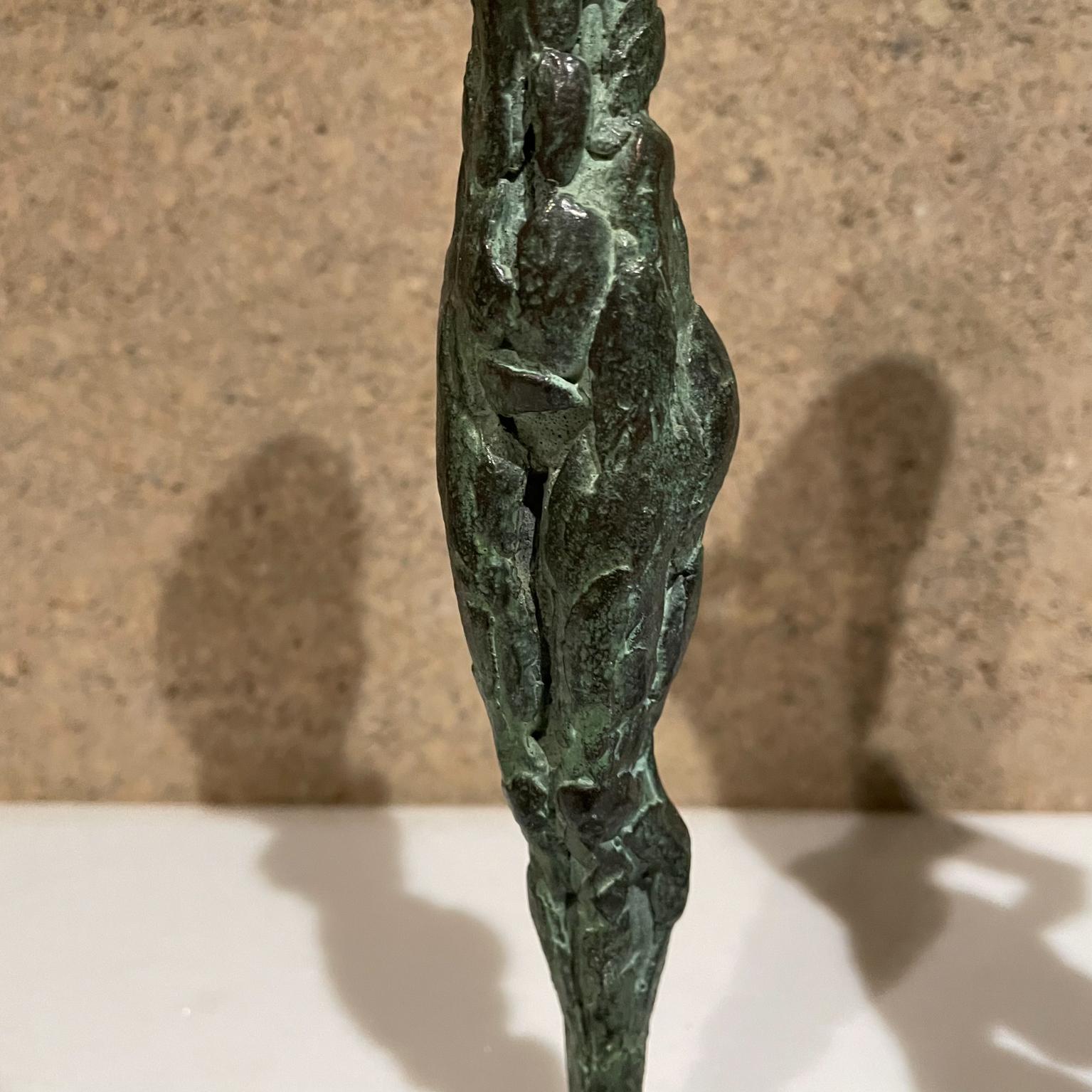 Mexican 1960s A. Moreno Sculpture Bronze Figure Candleholders in Style of Giacometti For Sale