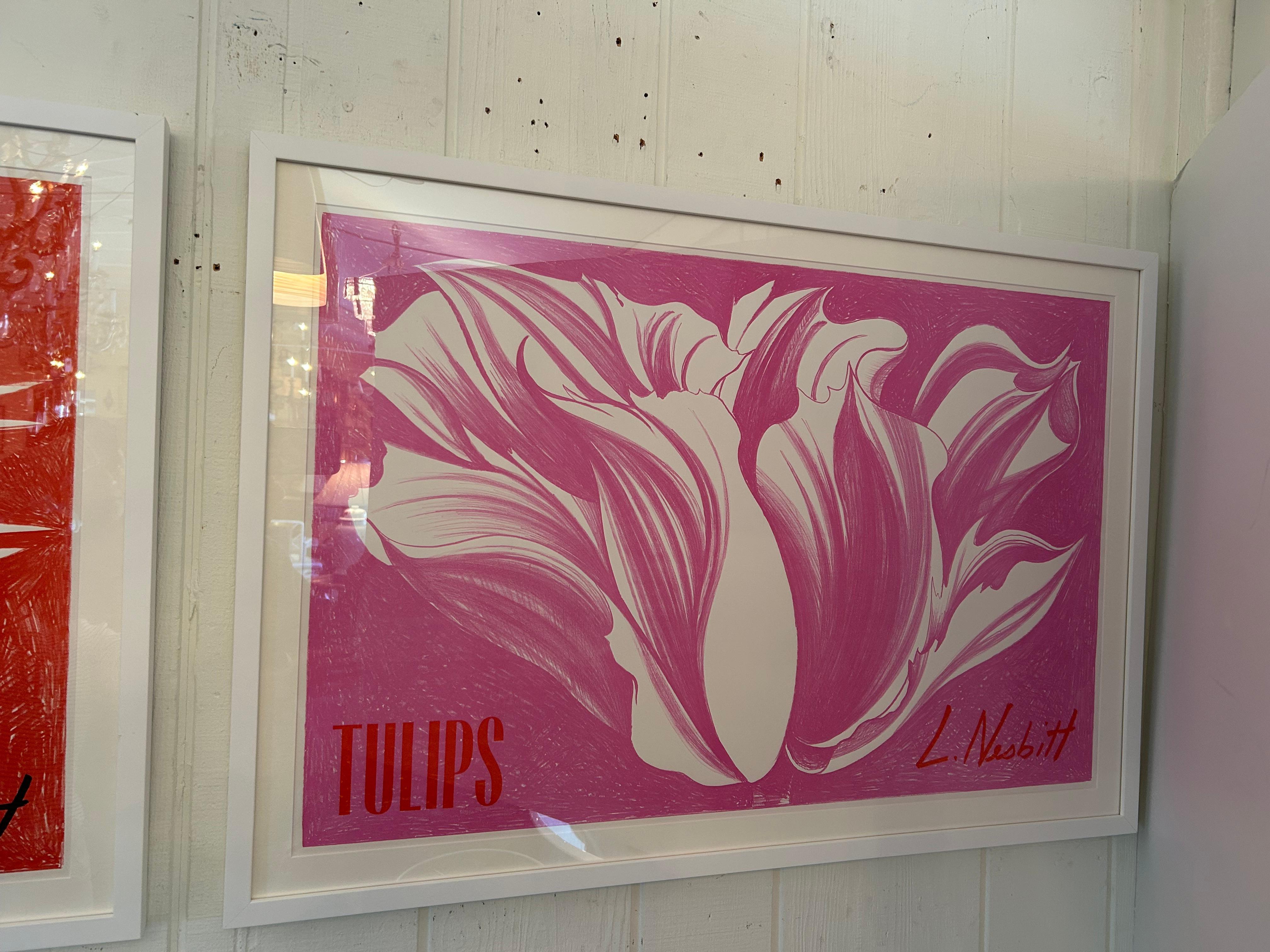 Plexiglas Remarquable ensemble de 3 lithographies de fleurs Lowell Nesbitt nouvellement encadrées en vente