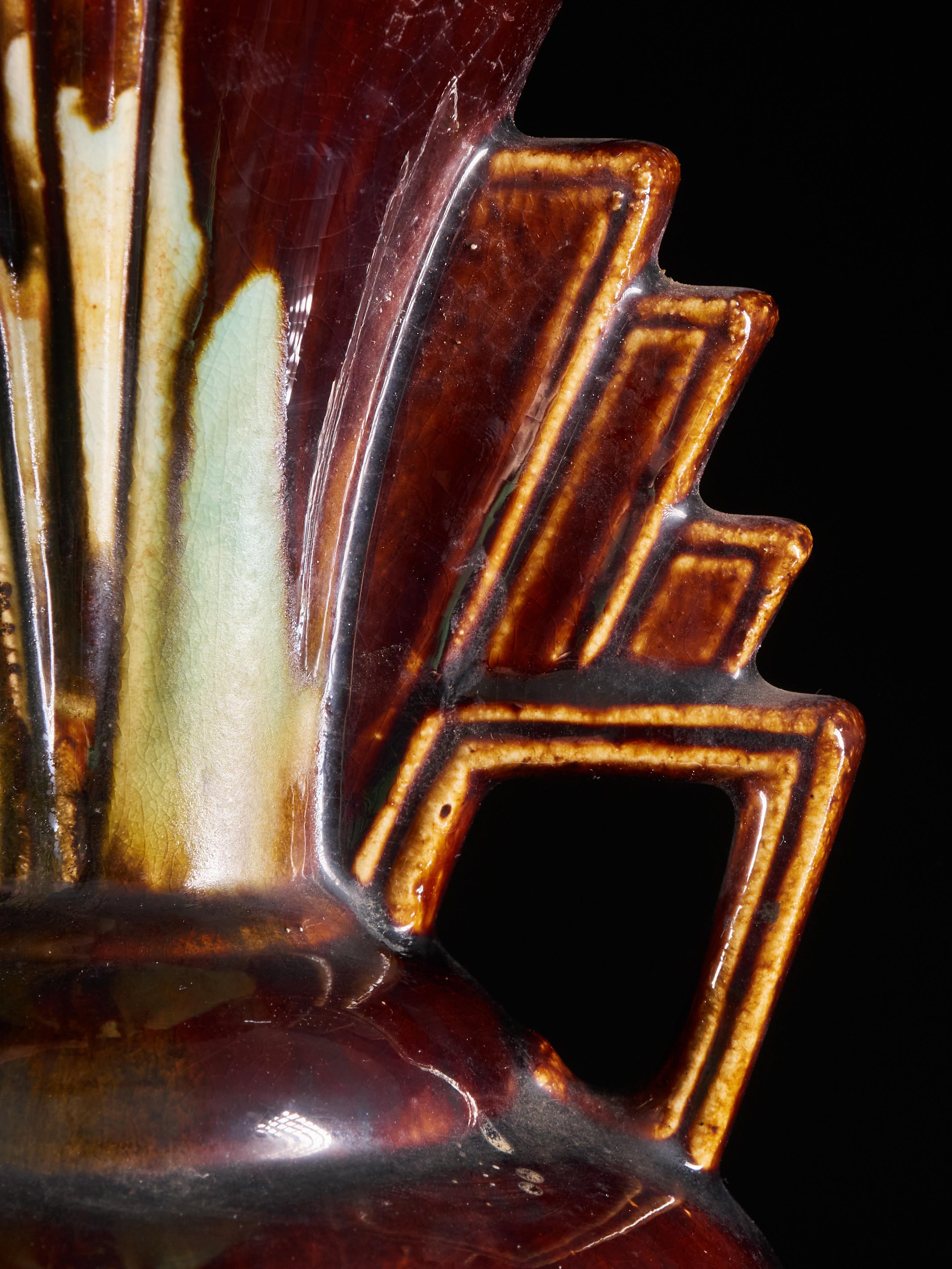 20th Century Striking Set of 4 Art Deco Drip Faiencerie Belgian Vases
