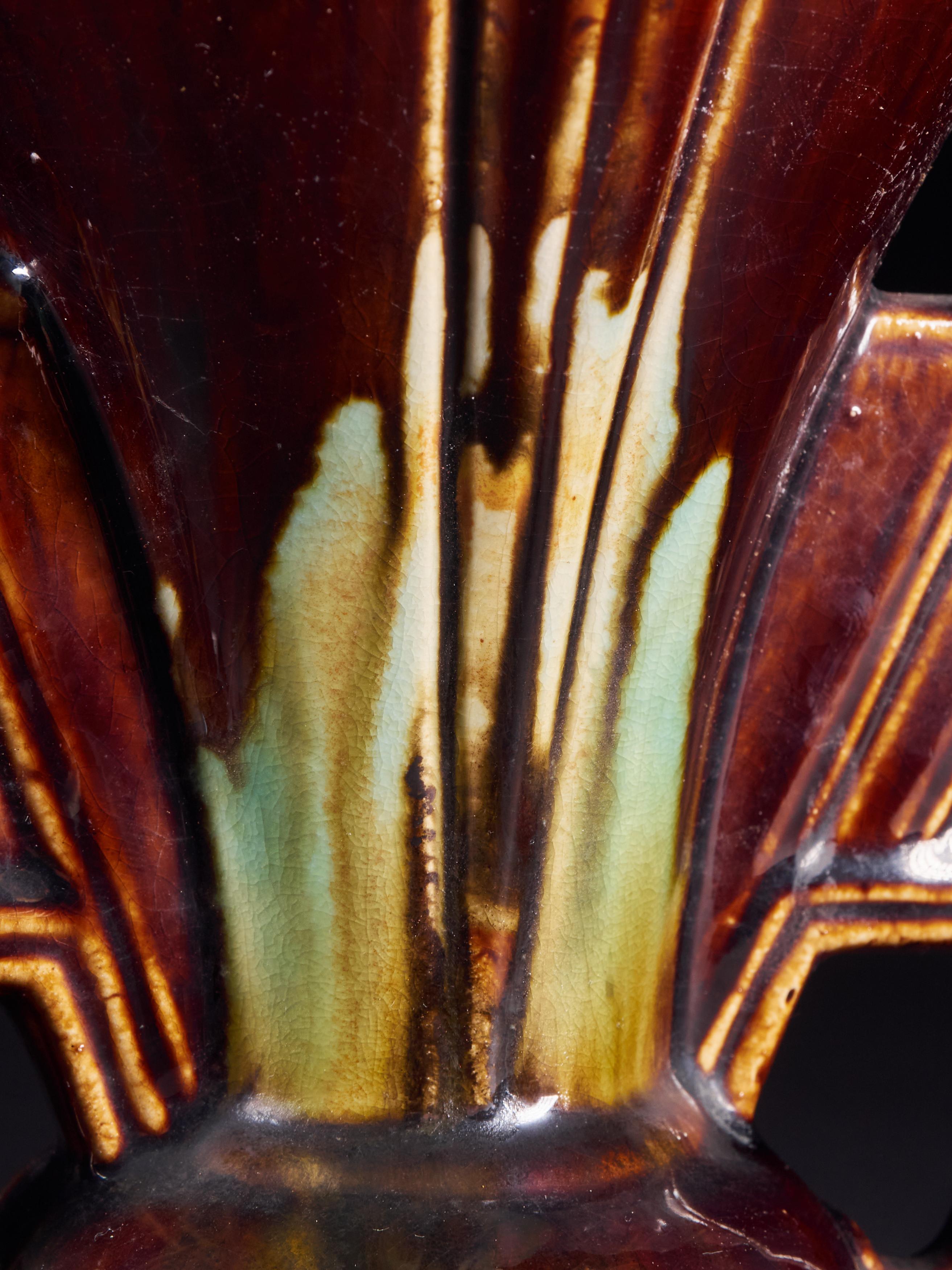 Striking Set of 4 Art Deco Drip Faiencerie Belgian Vases 1