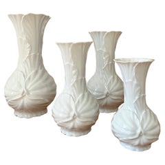 Striking set of 4 Leaf/Floral-Shaped Vases by Tettau Antiquariat, Germany, 1980s