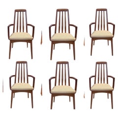 Striking Set of 6 Arm dining Chairs in Teak by Benny Linden New Upholstery