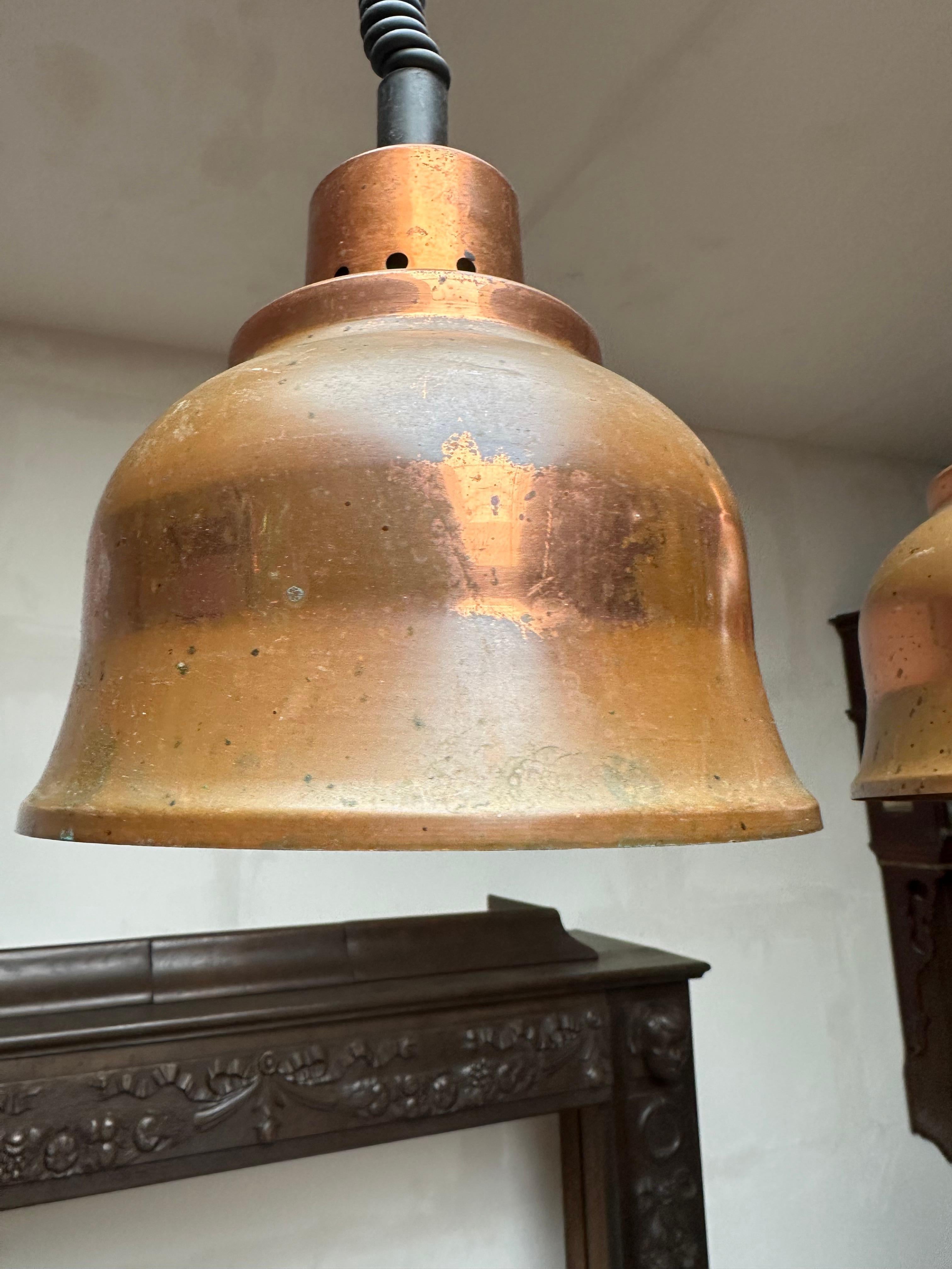 Auffälliges Set aus 8 Kupfer-Hängeleuchten im Vintage-Stil der 1960er Jahre, verstellbar & ikonisches Design im Angebot 2