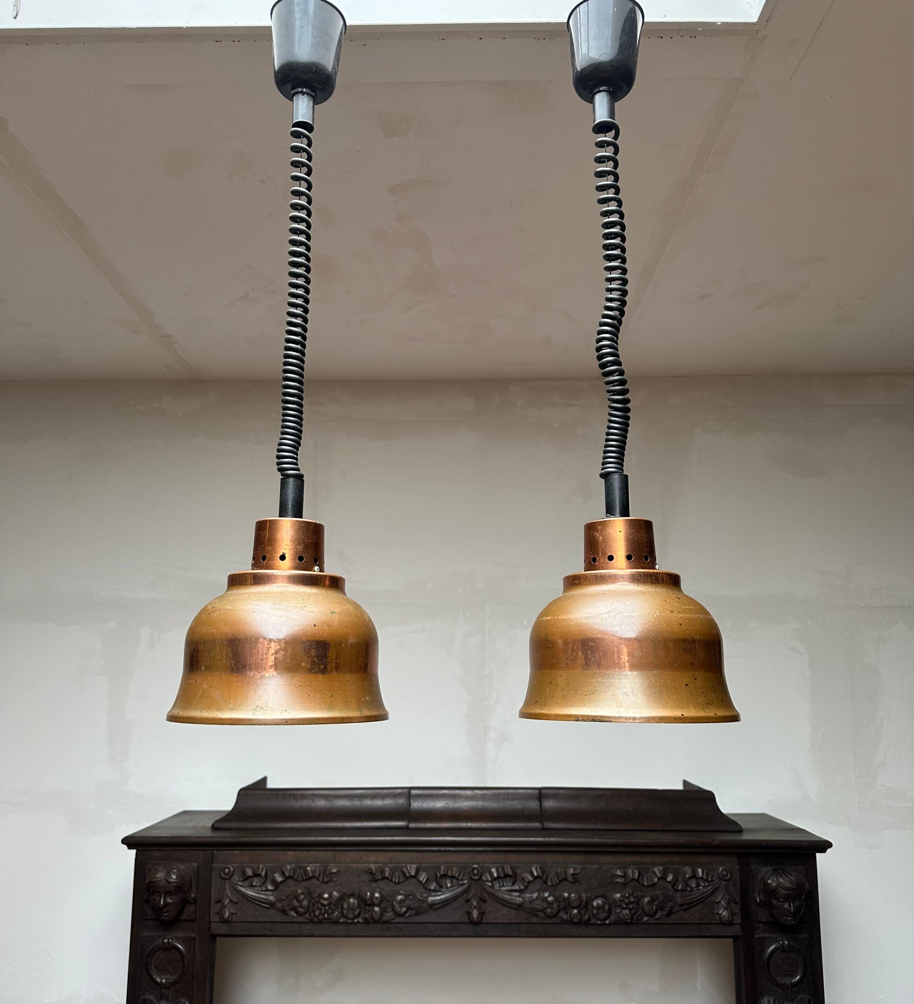 Auffälliges Set aus 8 Kupfer-Hängeleuchten im Vintage-Stil der 1960er Jahre, verstellbar & ikonisches Design im Angebot 5