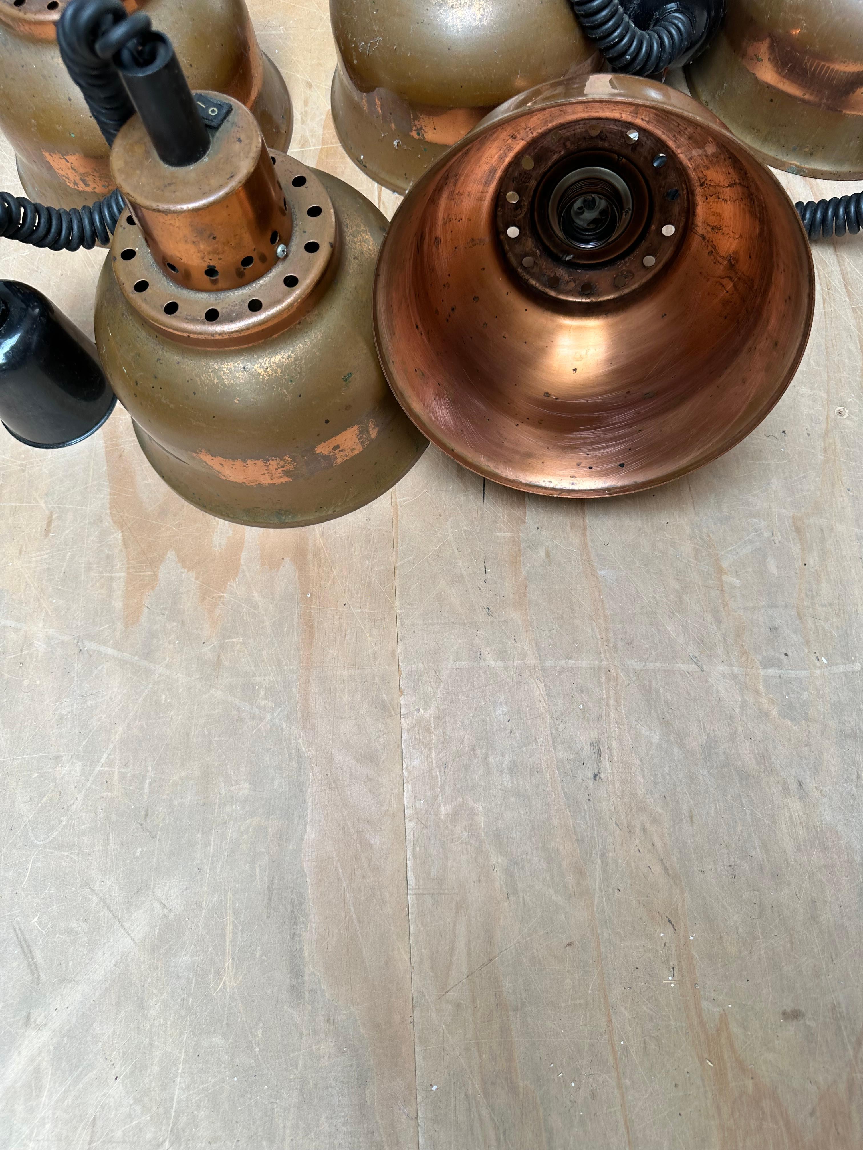 Auffälliges Set aus 8 Kupfer-Hängeleuchten im Vintage-Stil der 1960er Jahre, verstellbar & ikonisches Design im Angebot 12