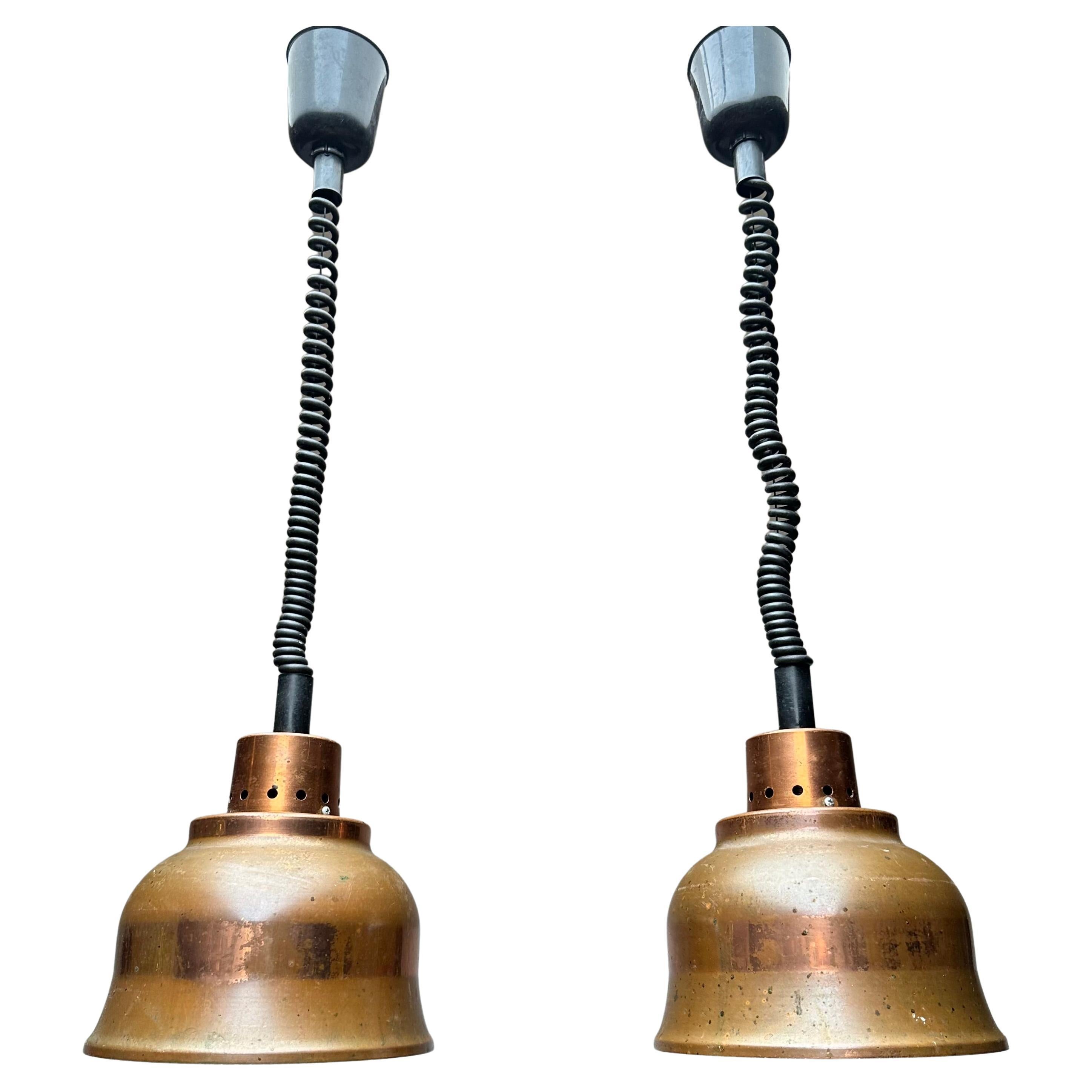 Auffälliges Set aus 8 Kupfer-Hängeleuchten im Vintage-Stil der 1960er Jahre, verstellbar & ikonisches Design im Angebot