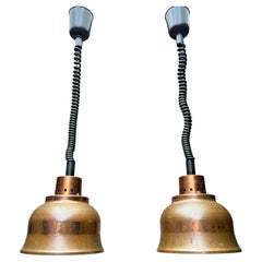 Striking Set of 8 Vintage 1960s Copper Pendant Lamps, Adjustable & Iconic Design