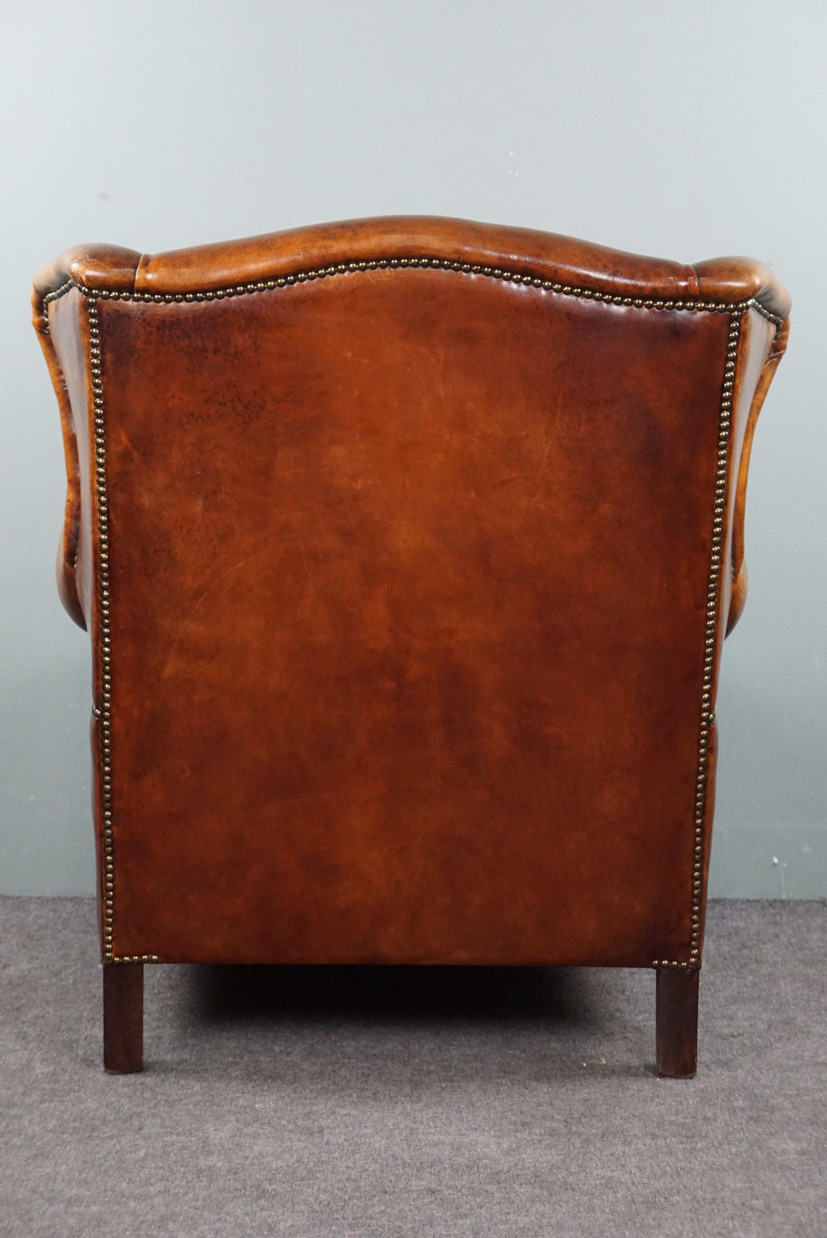 Contemporary Striking sheep leather wing chair For Sale