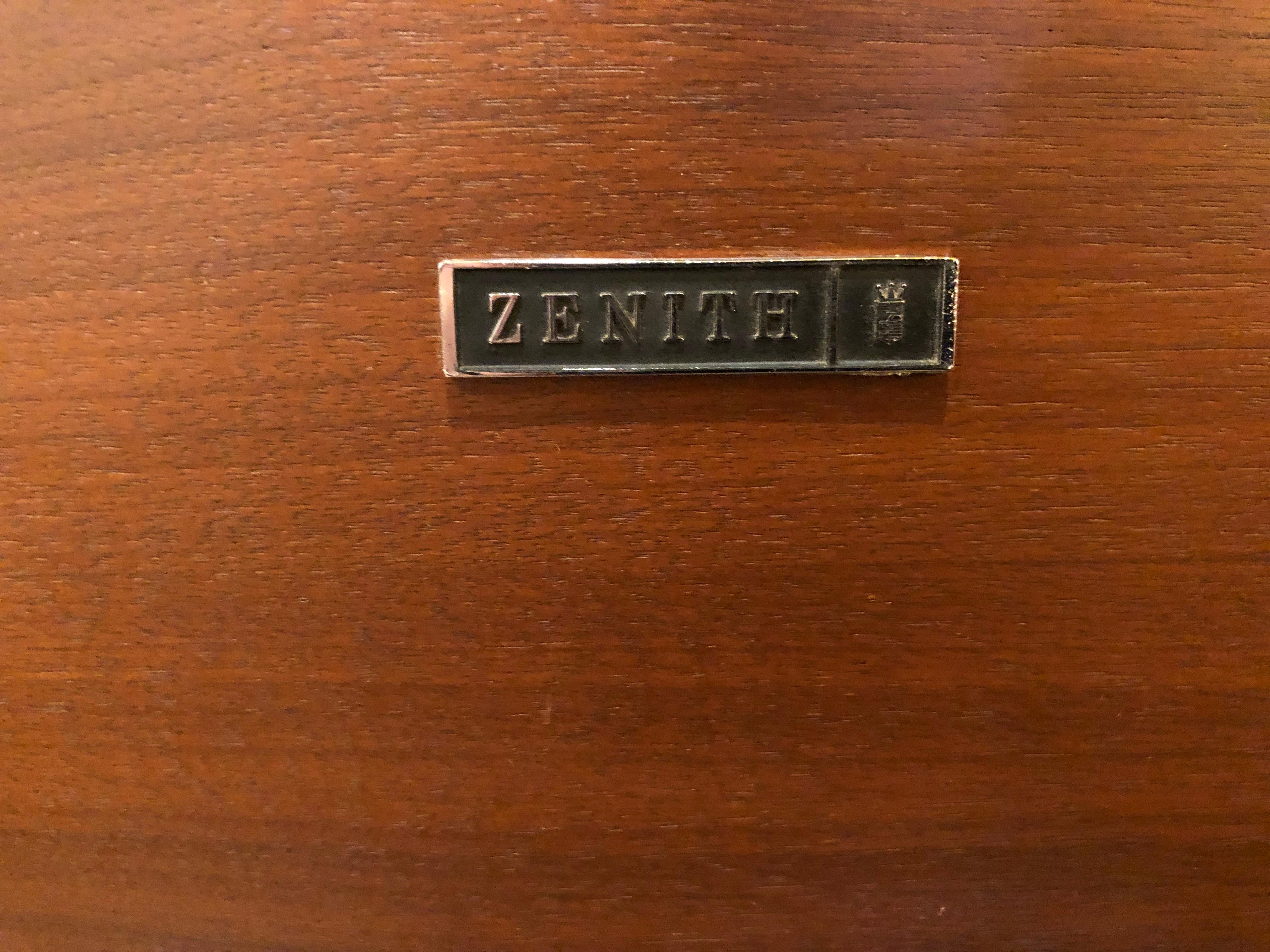 Striking Small American Midcentury Walnut Console Stereo Cabinet by Zenith 1