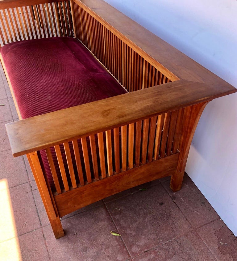 Striking Solid Cherry Mission Style Stickley Spindle Sofa ...