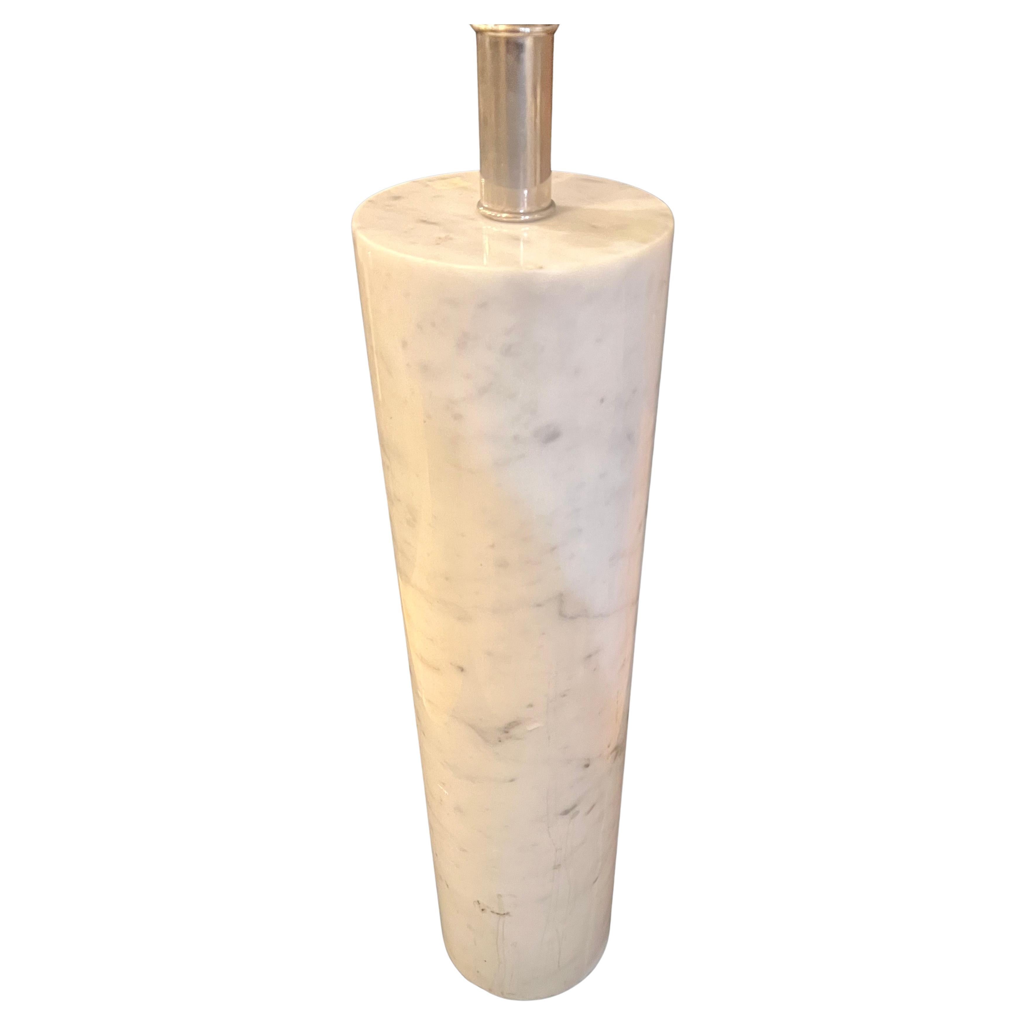 Mid-Century Modern Striking Solid Large Cylinder Italian Marble Postmodern Table Lamp For Sale