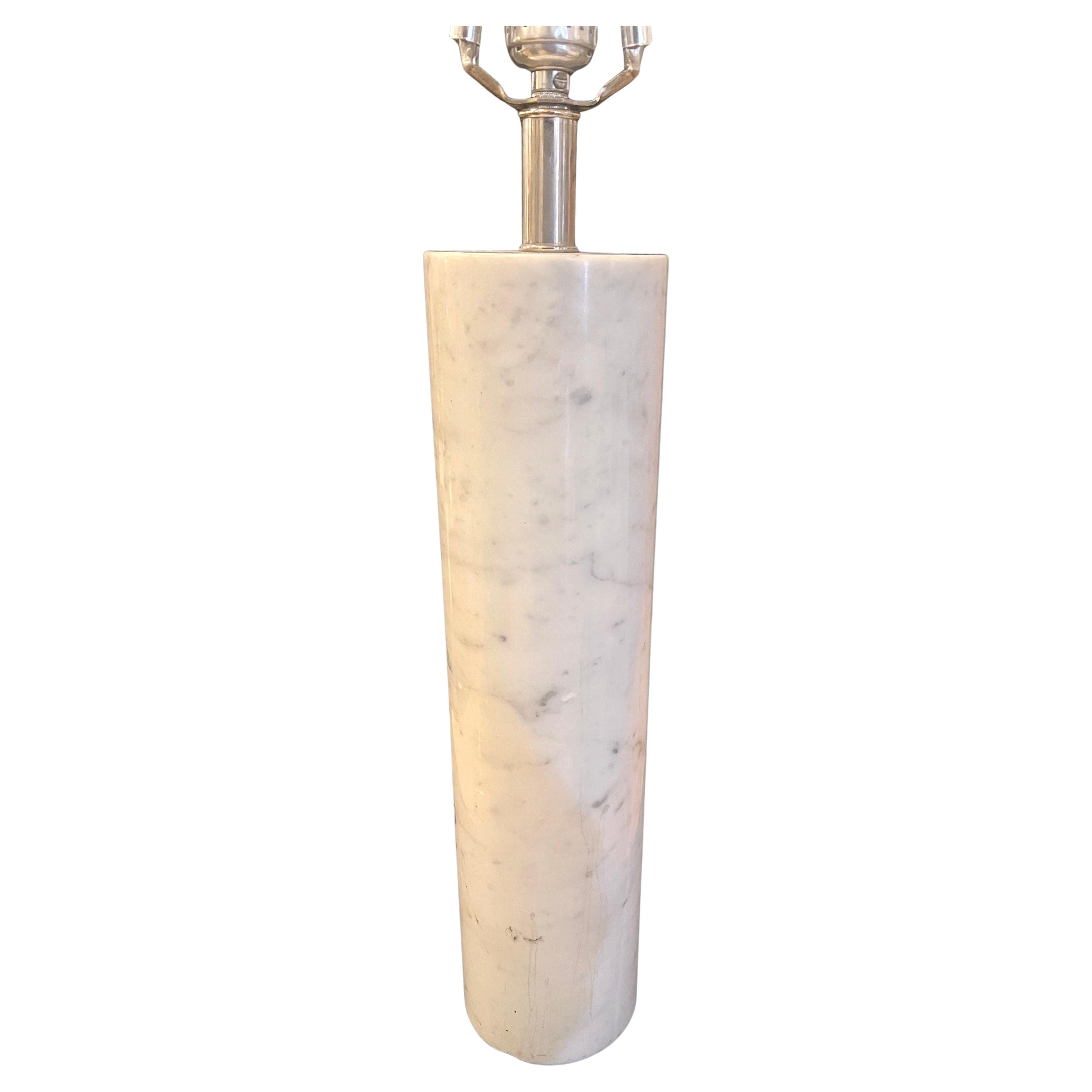 20th Century Striking Solid Large Cylinder Italian Marble Postmodern Table Lamp For Sale