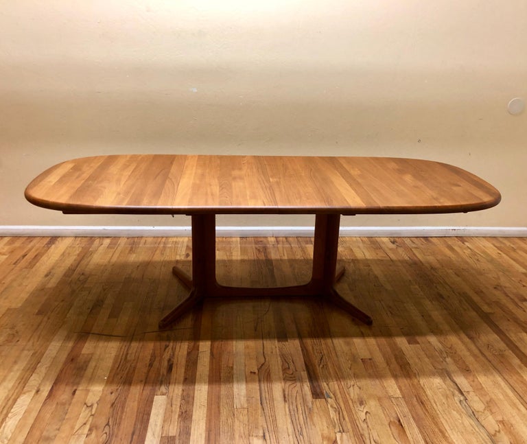 Striking Solid Teak Danish Modern Large Oval Dining Table at 1stDibs