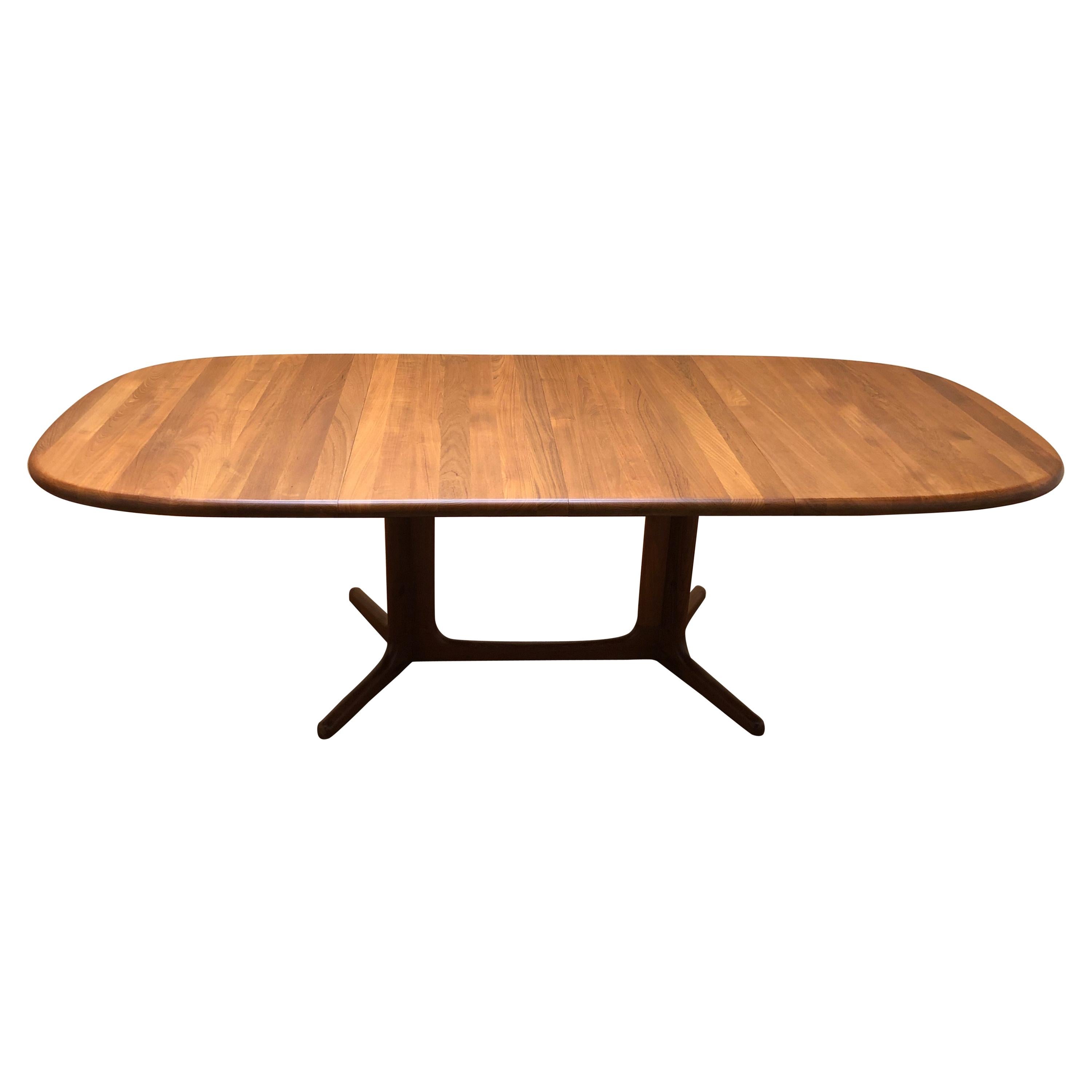 Striking Solid Teak Danish Modern Large Oval Dining Table