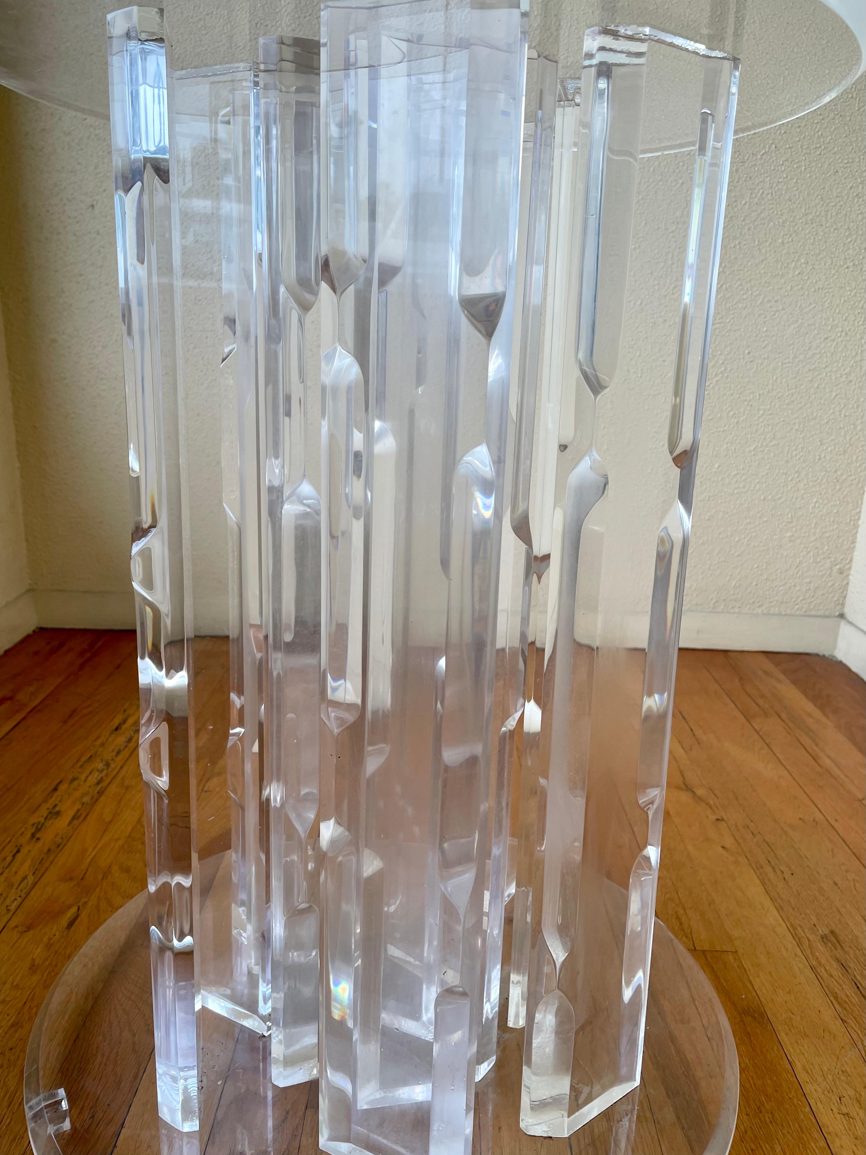 Post-Modern Striking Solid Thick Lucite Sculptural Table Dining Base