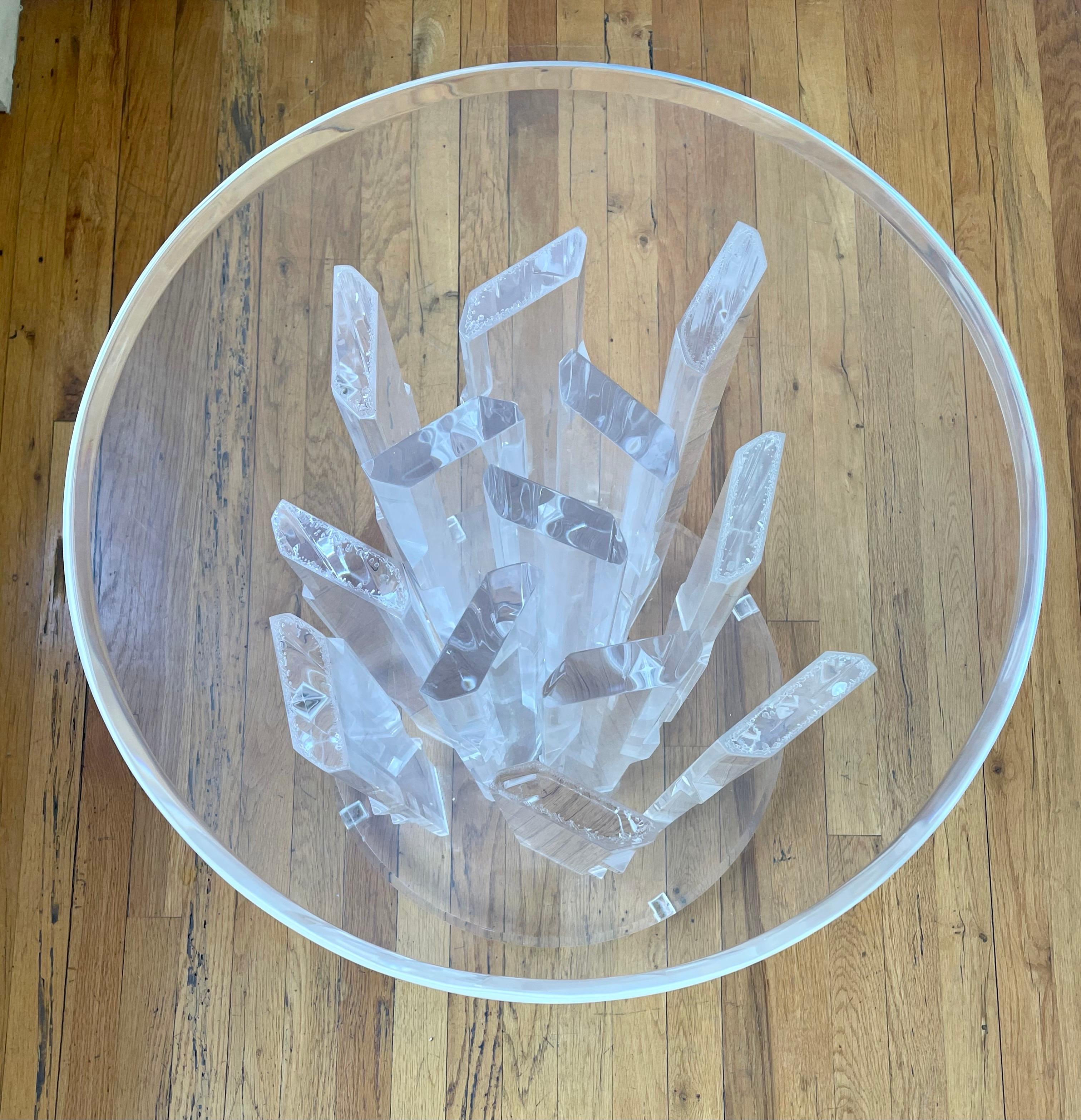 American Striking Solid Thick Lucite Sculptural Table Dining Base