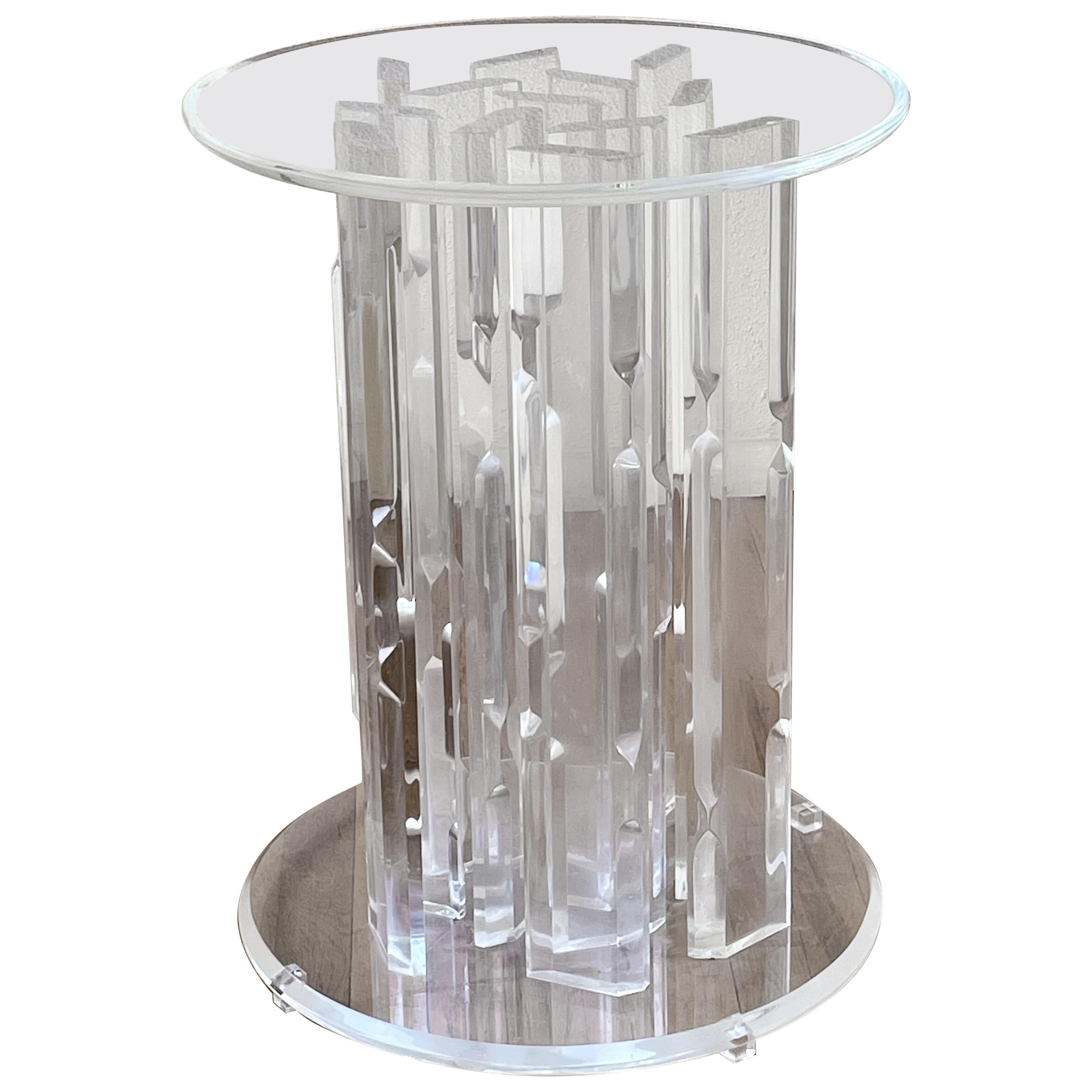 Striking Solid Thick Lucite Sculptural Table Dining Base