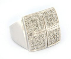 Striking Square Pave Diamond Statement Ring in 14K White Gold