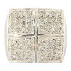 Striking Square Pave Diamond Statement Ring in 14K White Gold