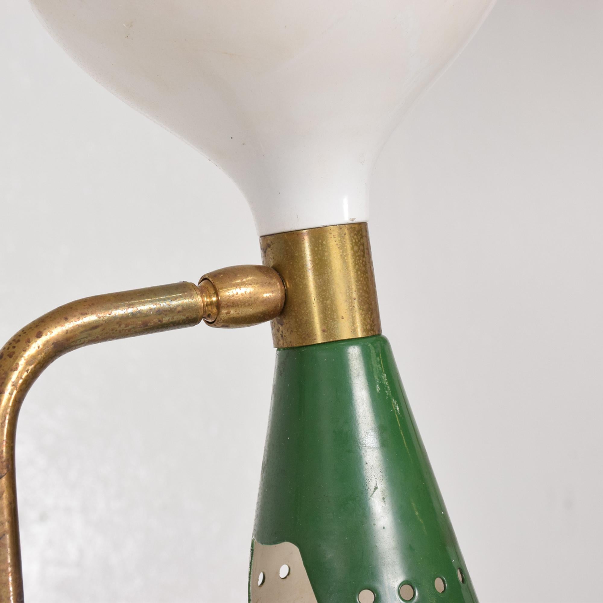 Striking STILNOVO Green Italian Marble & Brass Floor Lamp Dual Cone Italy 1950s 4