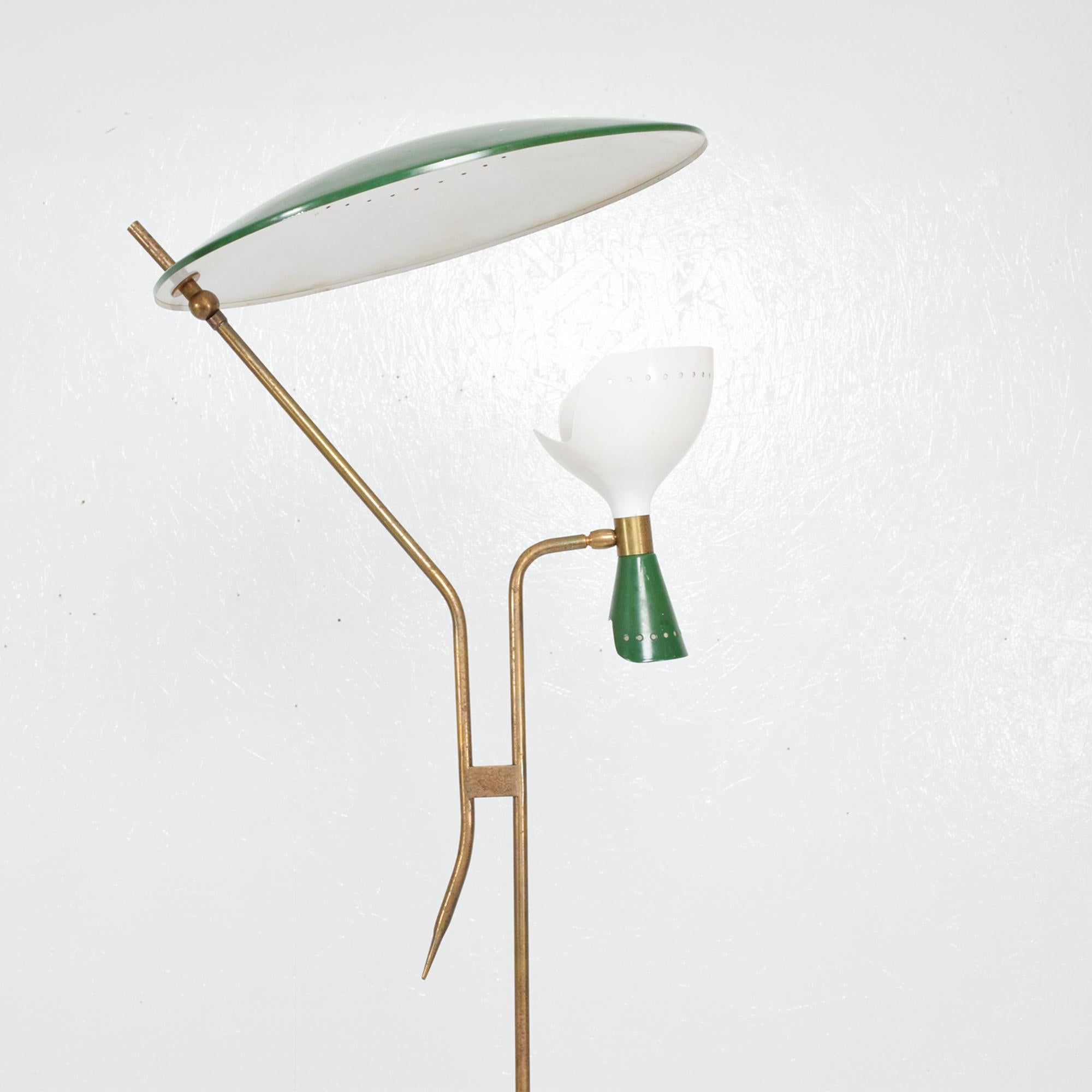 Mid-Century Modern Striking STILNOVO Green Italian Marble & Brass Floor Lamp Dual Cone Italy 1950s