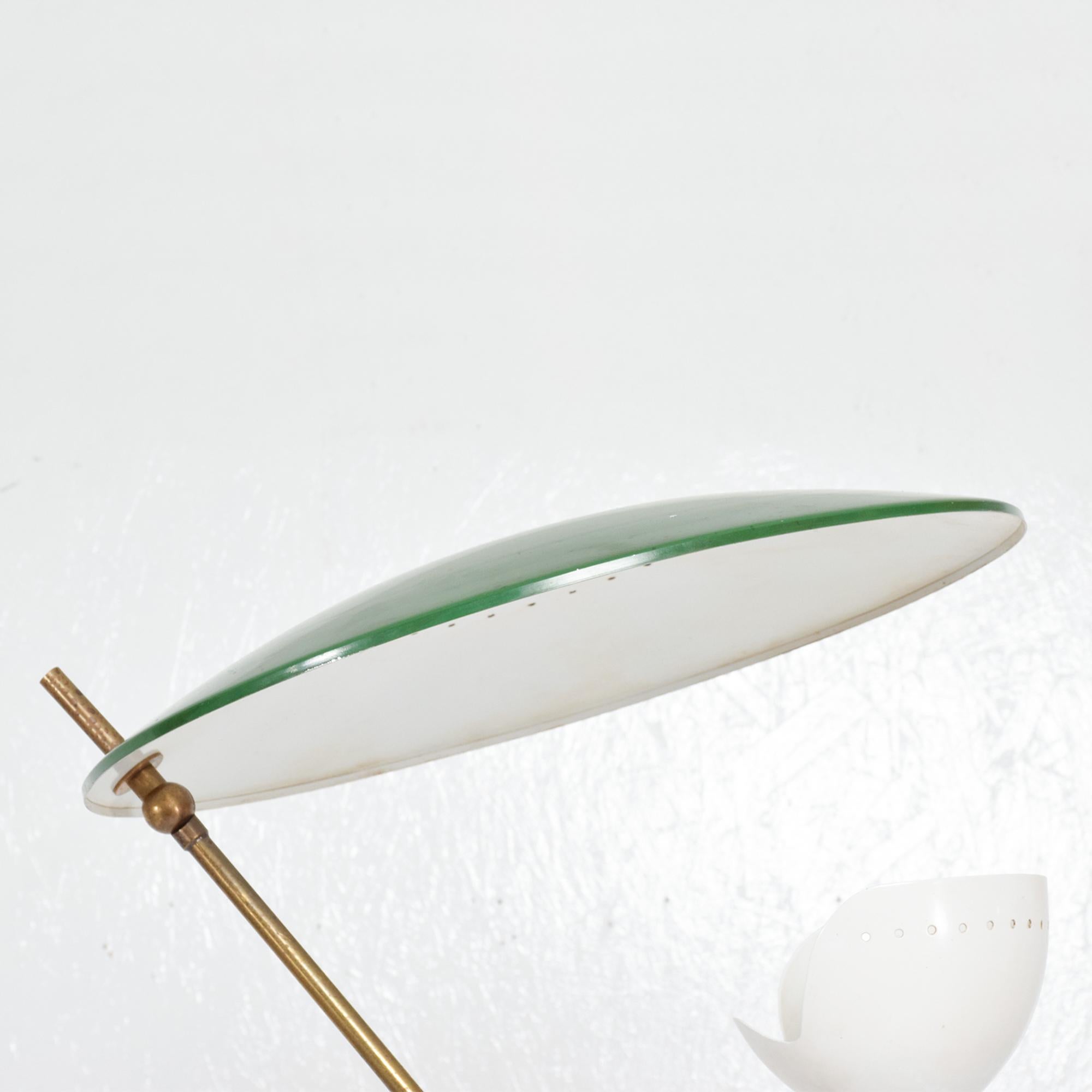 Mid-20th Century Striking STILNOVO Green Italian Marble & Brass Floor Lamp Dual Cone Italy 1950s