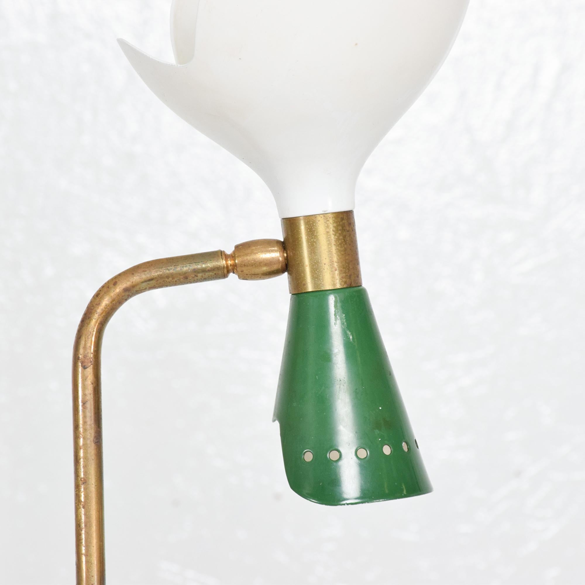 Striking STILNOVO Green Italian Marble & Brass Floor Lamp Dual Cone Italy 1950s 2