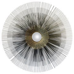 Striking Sunburst Metal Wall Art Sculpture in the Style of Jere