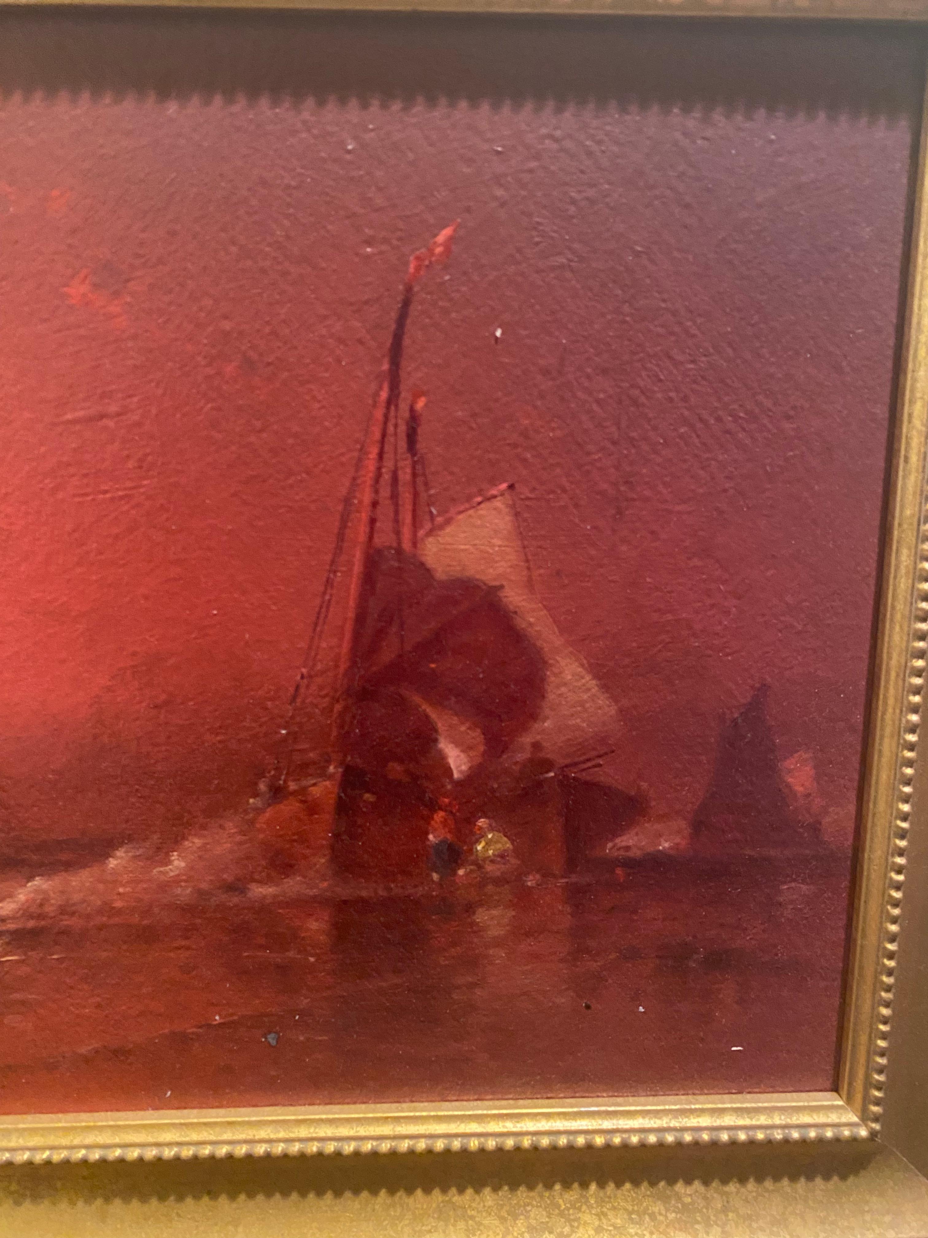 American Striking Sunset Painting by Listed Artist George Washington Nicholson For Sale