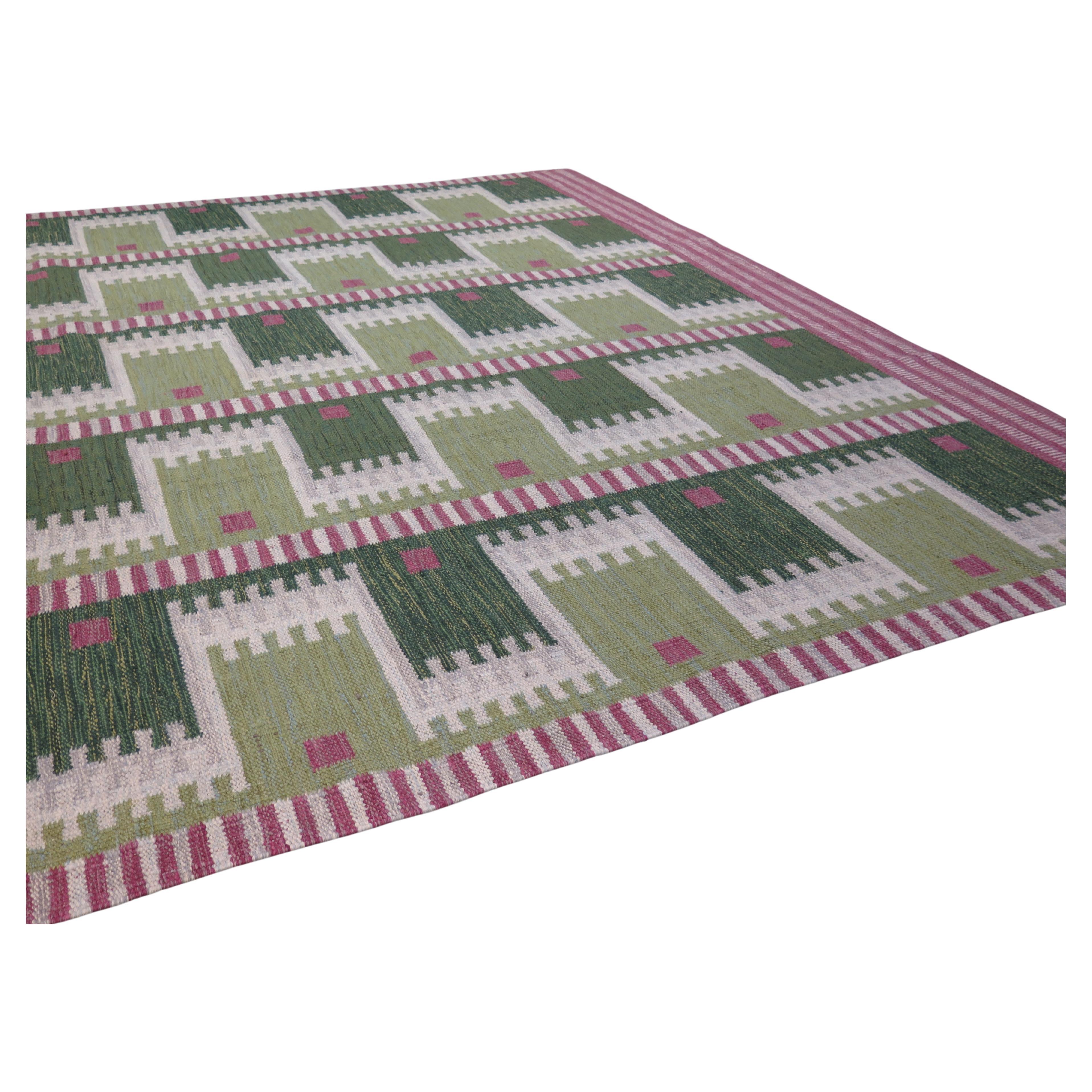 Striking Swedish Design Contemporary Flatweave Carpet For Sale