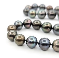 Striking Tahitian Pearl Strand Necklace in 14k White Gold