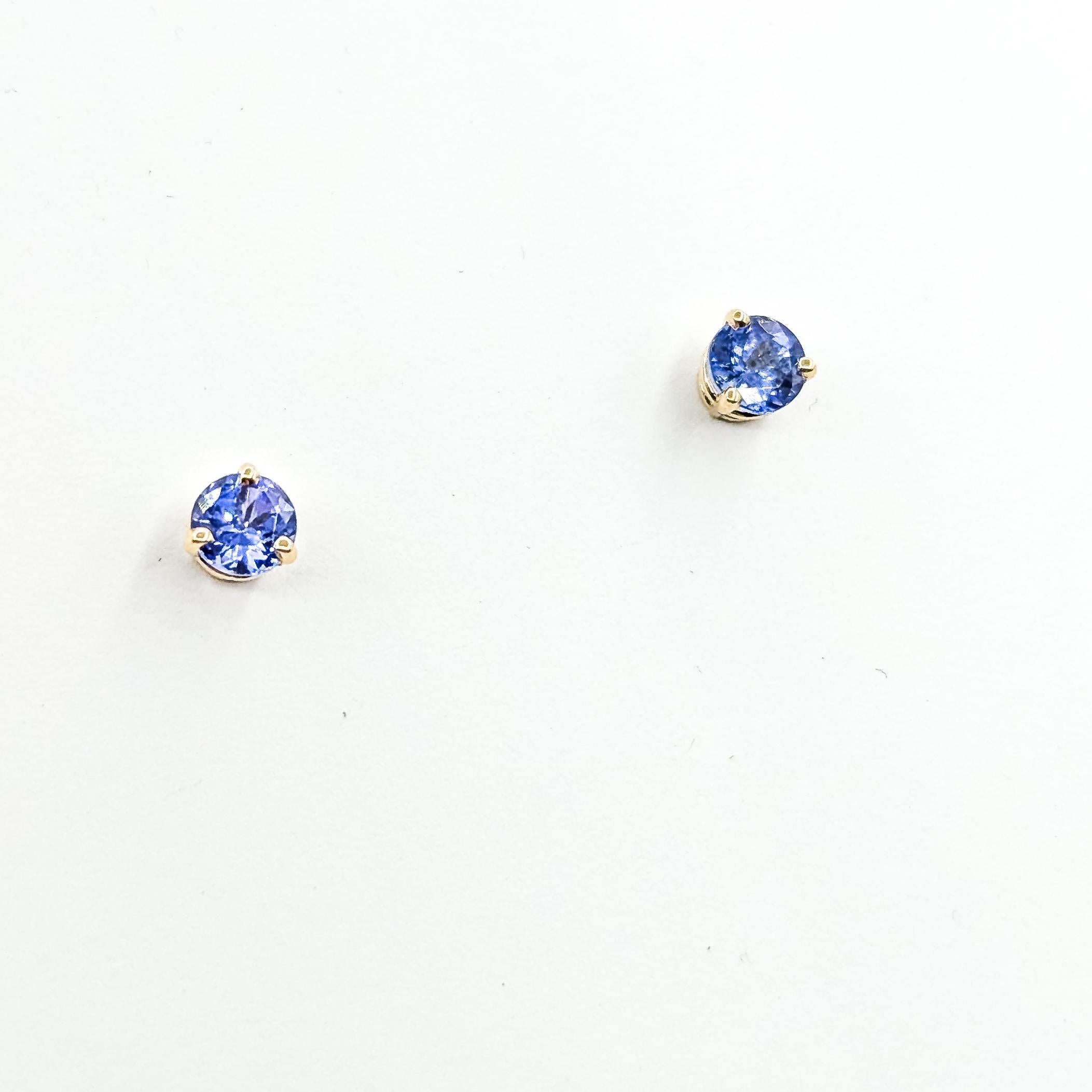 Taglio rotondo Orecchini con tanzanite in oro giallo 14 ct. in vendita