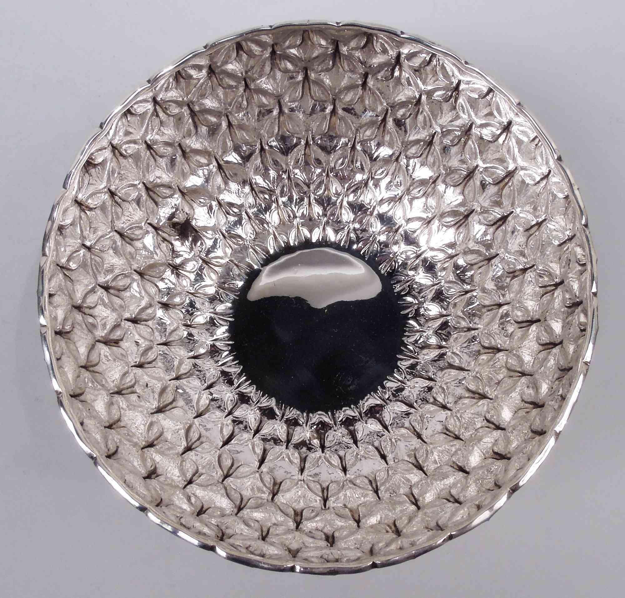 Portuguese Striking Tiffany Modern Classical Sterling Silver Bowl For Sale